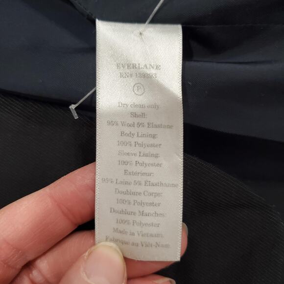 Everlane Blazer Womens 6 Black Wool Blend Stretch 2 Button Suit Jacket Lined - Picture 6 of 10